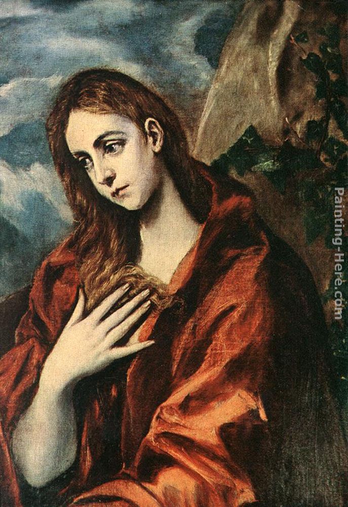Penitent Magdalene painting - El Greco Penitent Magdalene art painting